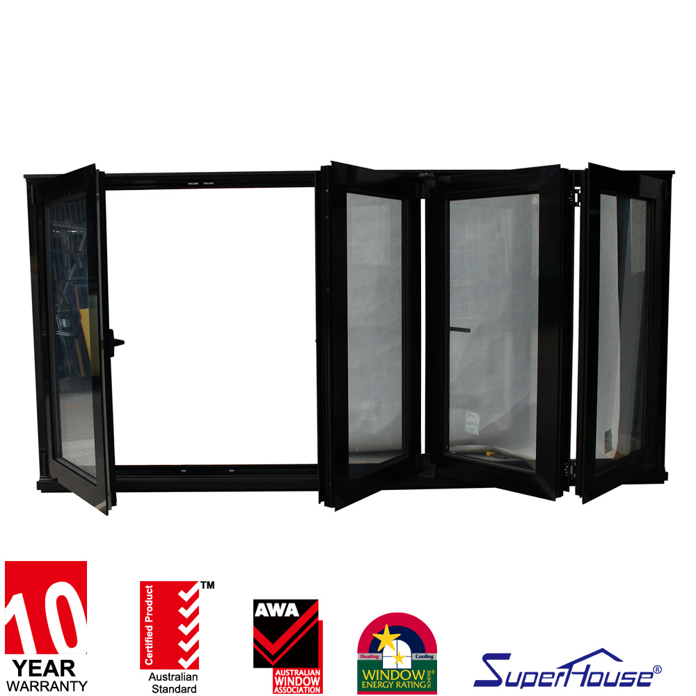 Superhouse Factory Direct Sales Weatherproof Thermal Break Modern Design Black Aluminum Folding Window