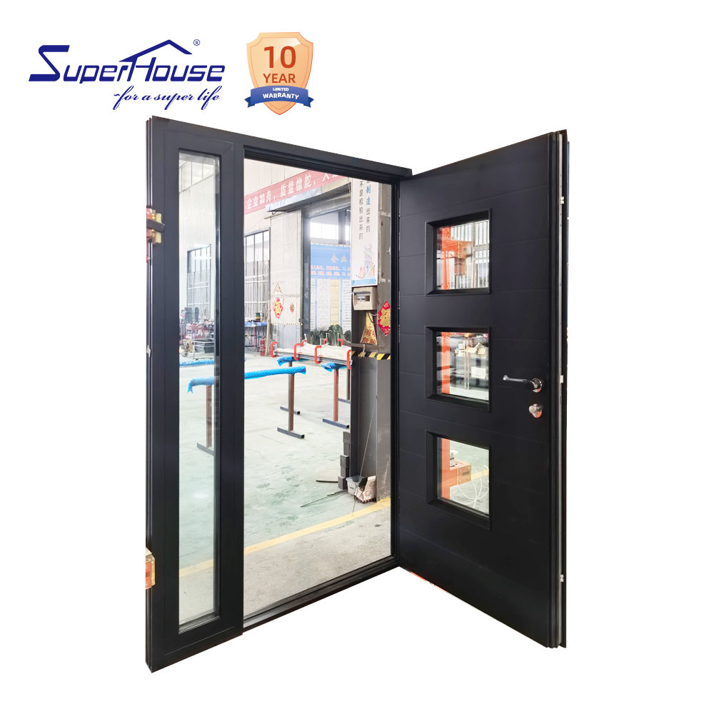 Modern Aluminum Alloy Security Entry Door for Villa Waterproof & Rustproof with Anti-Theft Lock & Fiberglass Screen Netting
