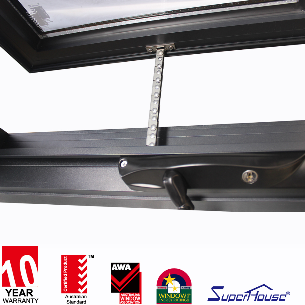 Aluminium Awning Window with Chain Winder AS2047 AS1288 Certified Double Tempered Glass Rainproof Soundproof for Kitchen Laundry