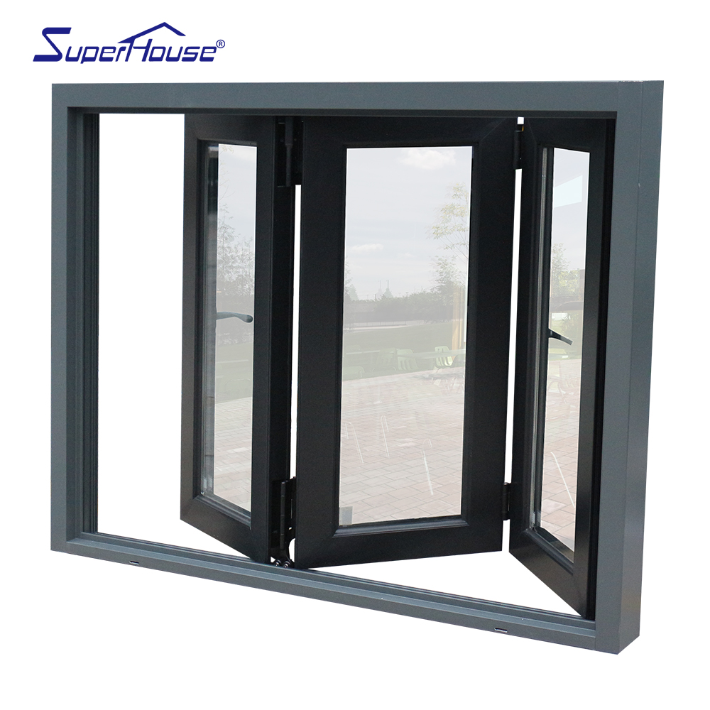 NFRC Certificated High Quality with Double Glass for Balcony Kitchen and Commercial Use Aluminum Folding Window