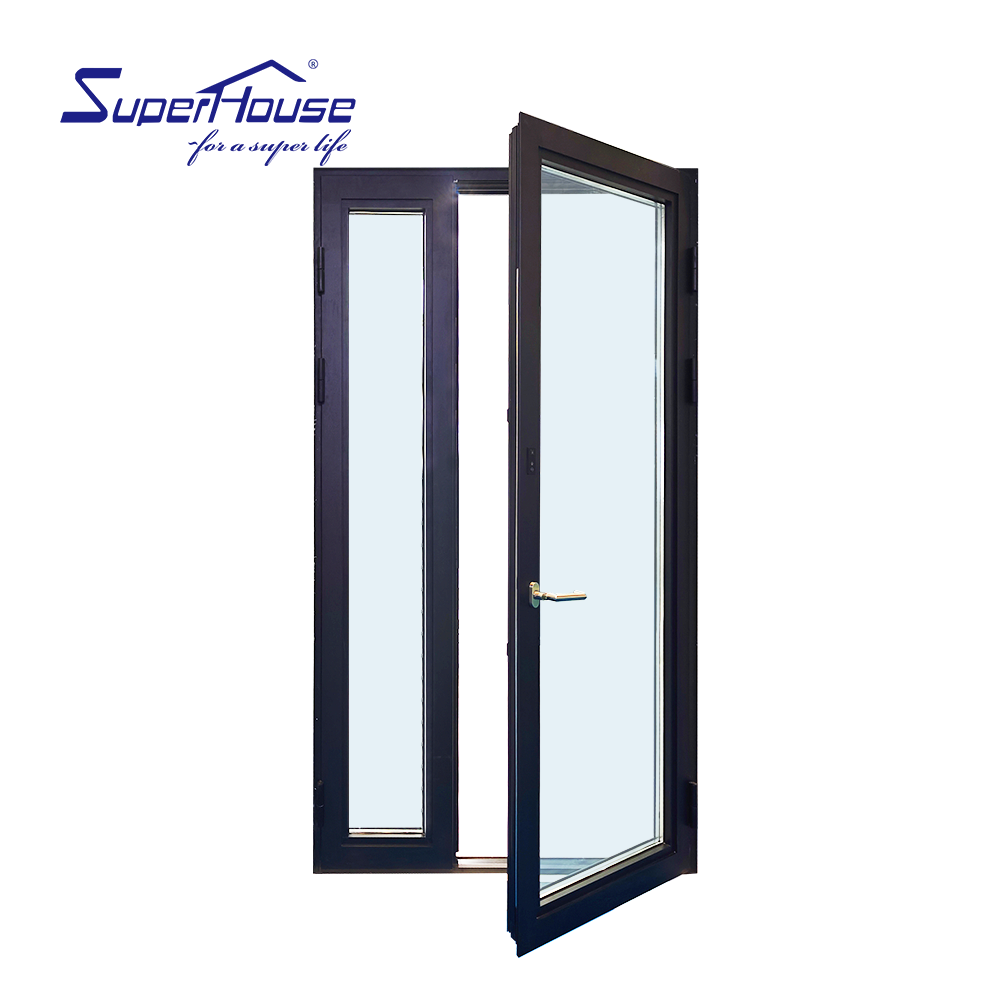 Commercial Aluminum Entry Door Reflective Glass German Hardware Privacy Protection Windproof Waterproof  Apartment School Mall