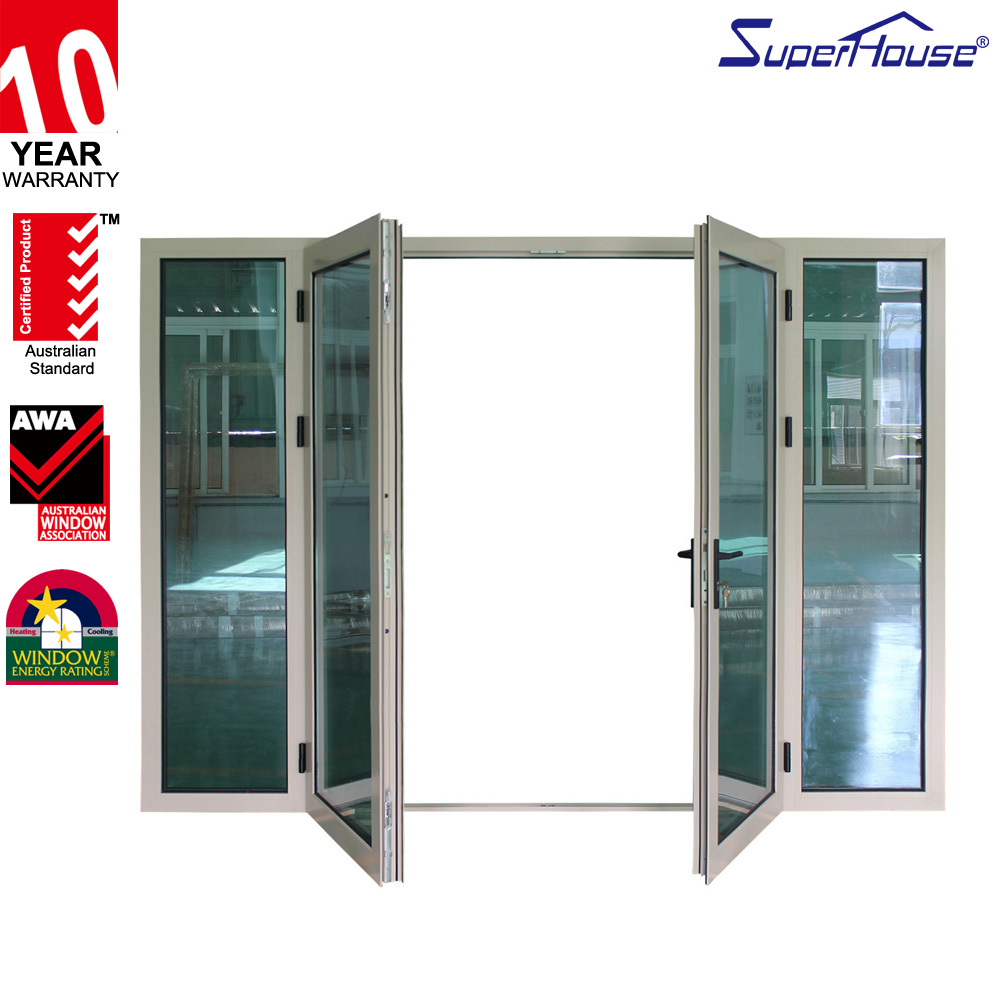 Superhosue Miami Dade NOA Hurricane Impact Standard Aluminum French Door Double Hinged Door Escape Door