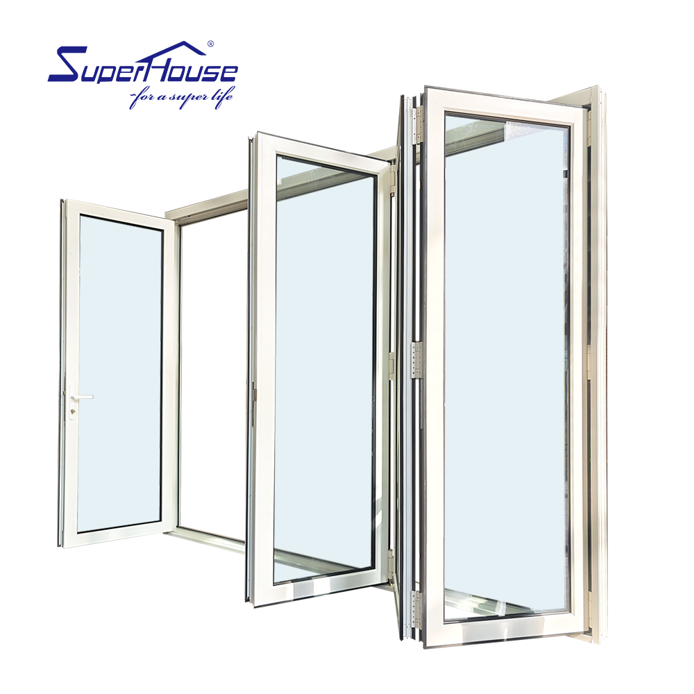 Hurricane Impact Soundproof Exterior Patio Door Bi Fold Aluminium Glass Folding Door Waterproof Accordion Door