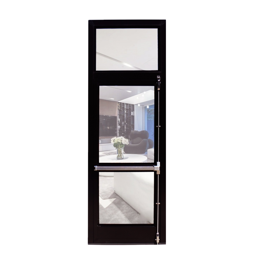 Store Front Storm Door Aluminum Side Opening for Commercial Buildings and Hotels Finished Surface Push Commercial Door