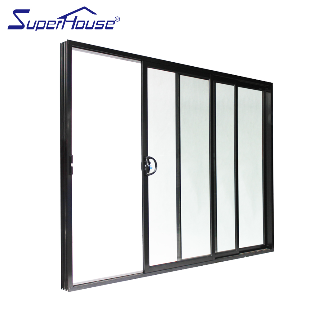 Modern Popular Design Three Panel Sliding Patio Door Commercial Wholesale Aluminum Glass Stacker Door