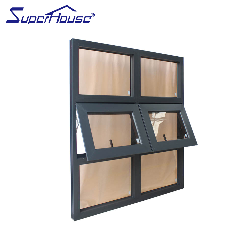 Superhouse Customized Outdoor Waterproof Good Sound Insulation Retractable Flyscreen Aluminum Awning Window