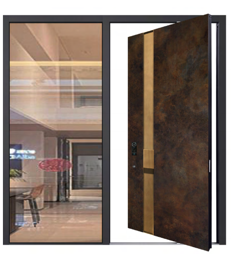 Luxury Villa Entry Door Aluminum Glass Swing Door Pivot Door Heat Insulation Fire Resistant Waterproof 10 Years Warranty