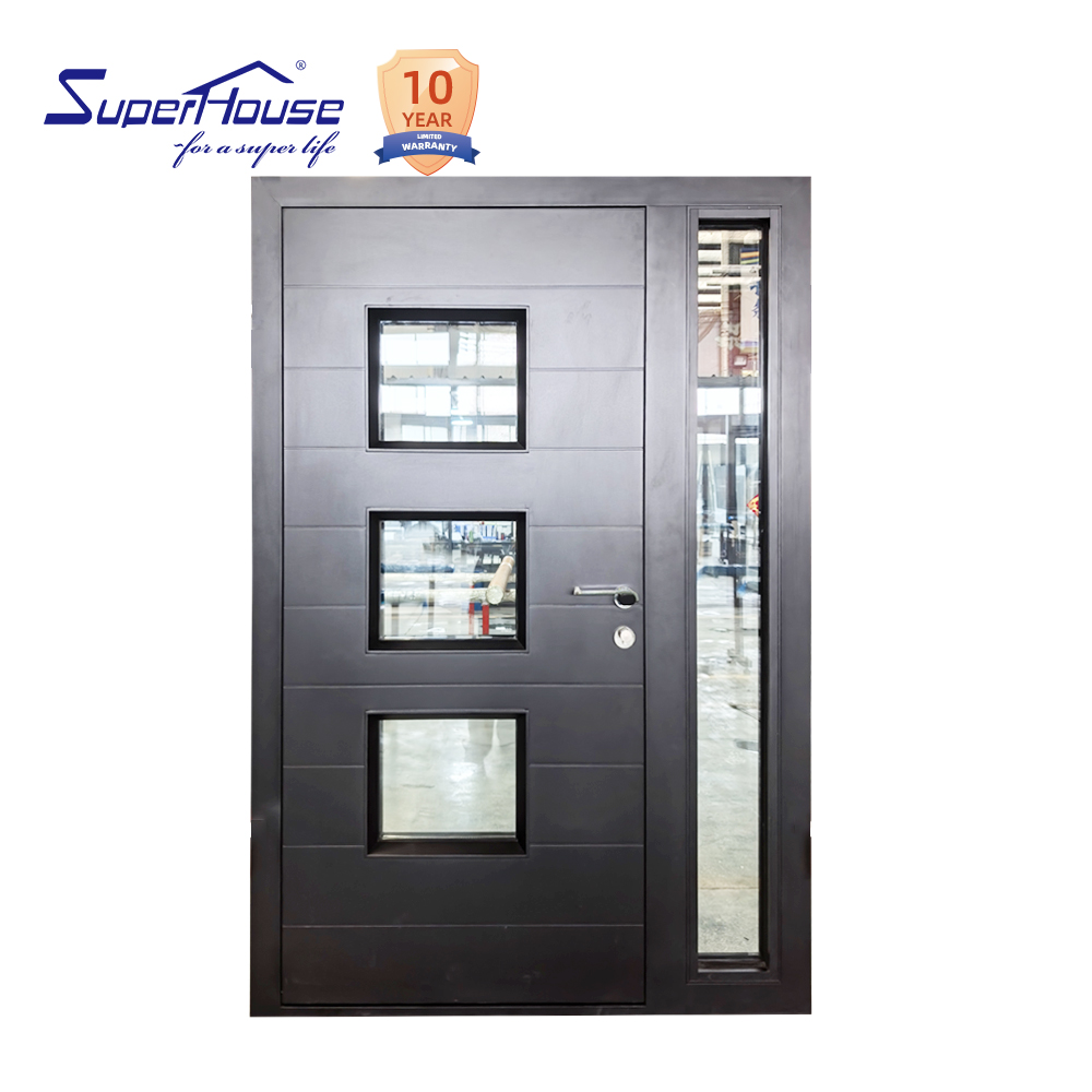 Modern Aluminum Alloy Security Entry Door for Villa Waterproof & Rustproof with Anti-Theft Lock & Fiberglass Screen Netting