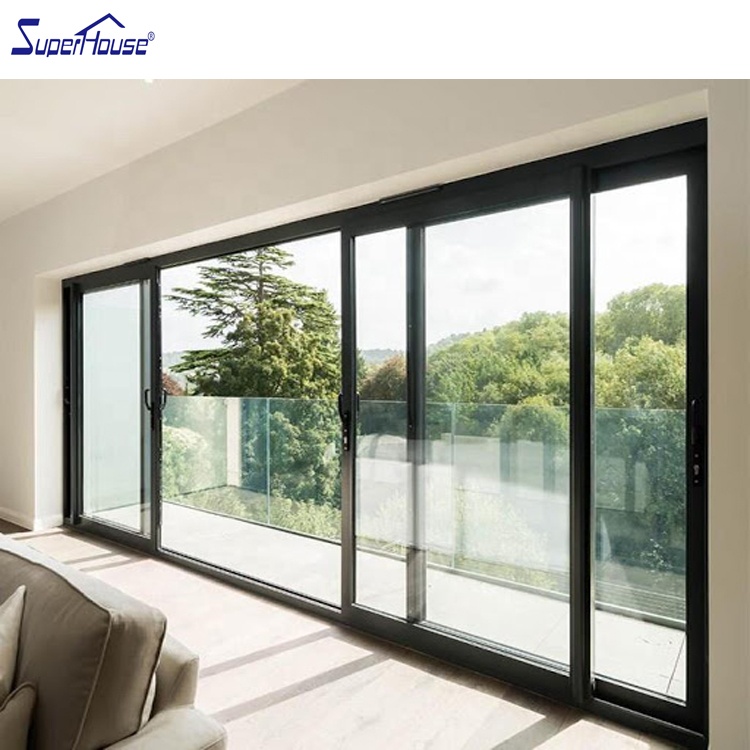 Superhouse High Quality Hurricane Impact Sliding Door With Large Glass Panels Windproof 10 Years Warranty  Backyard Entry Door