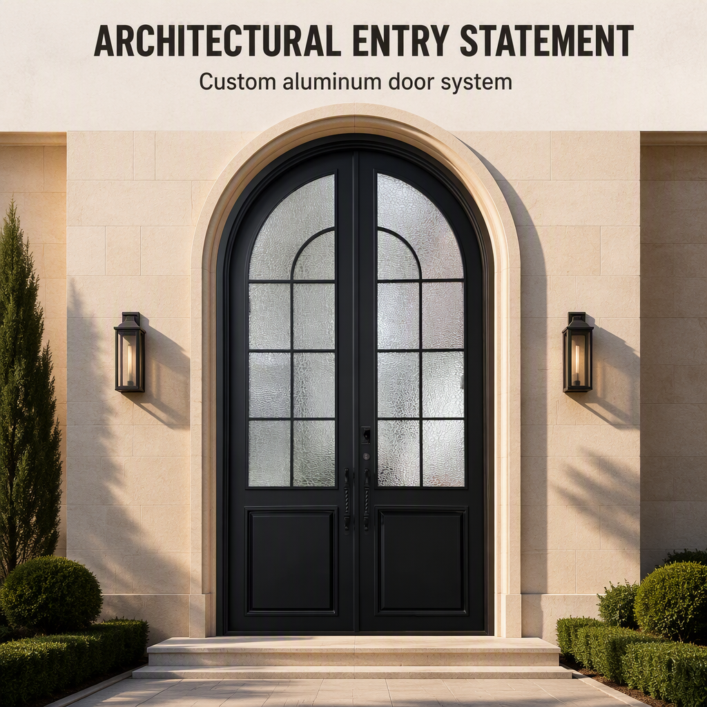 Custom Aluminum Arch Entry Door with Waterproof Feature