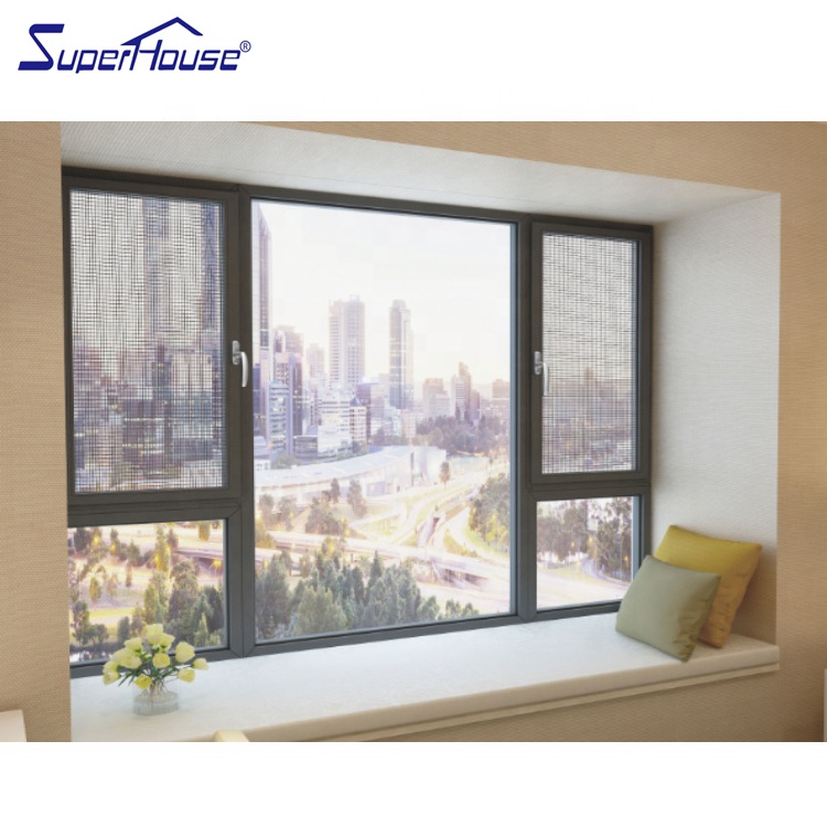 Superhouse Miami-Dade NOA Hurricane Impact Aluminum Casement Window,Double Glazed Windows Factory Custom for Residential Project