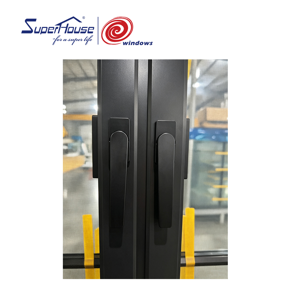 Aluminum Double Casement Window With Screens and Grilles Thermal Break Large Height Residential Casement Windows New design