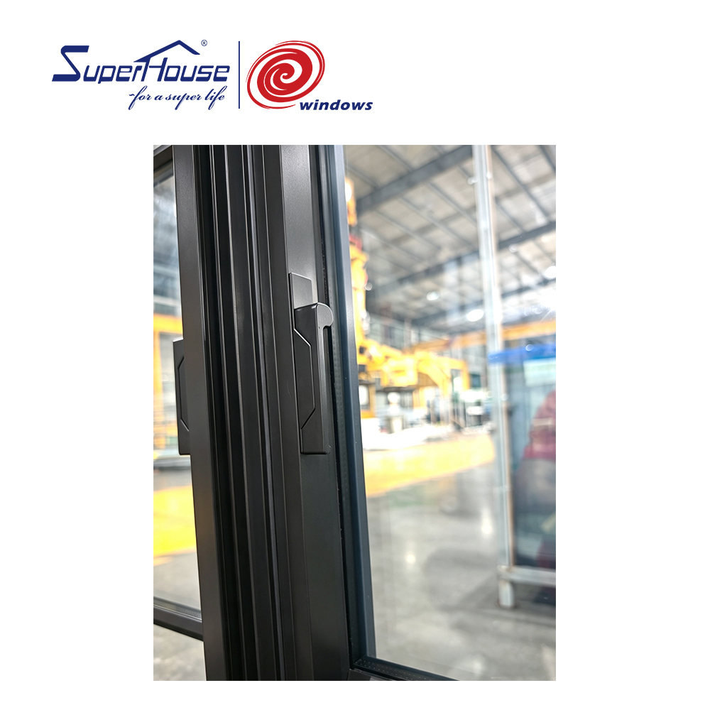 Aluminum Double Casement Window With Screens and Grilles Thermal Break Large Height Residential Casement Windows New design