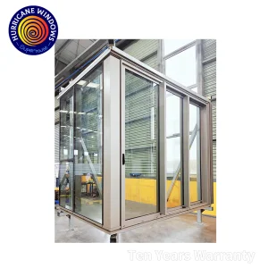 Big View Slim Frame Hurricane Impact Door Thermal Break Energy Saving Multi Tracks Stacker Door for Coastal House Miami Florida
