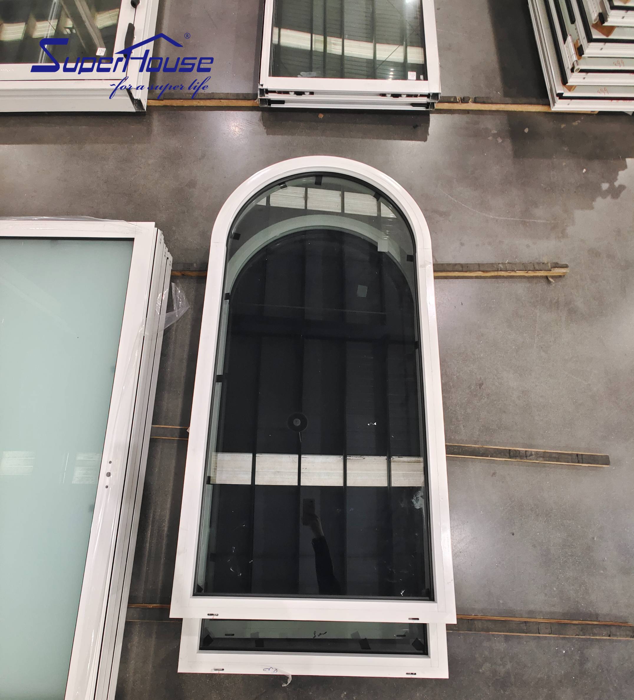 Arched Curved Thermal Break Fixed Picture Window Multi Color Aluminum Alloy Frame Sound Insulation Custom Design Modern