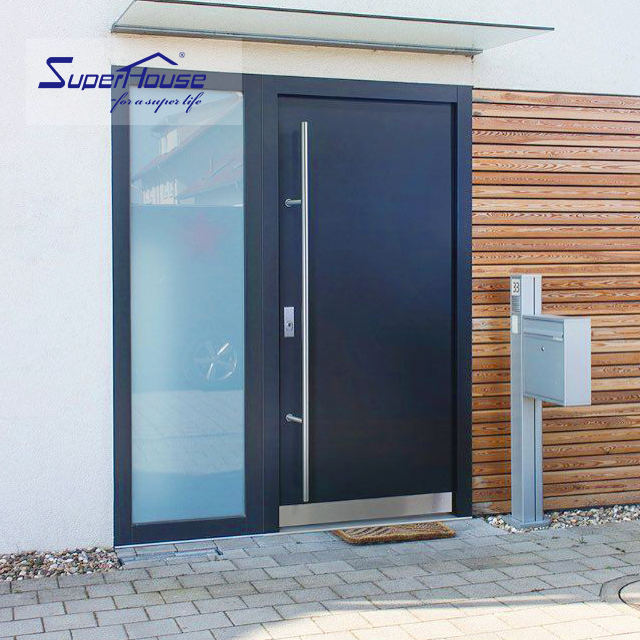 Front Entry door pivot door Aluminium frame customized design security sound proof modern front door with handle smart lock for