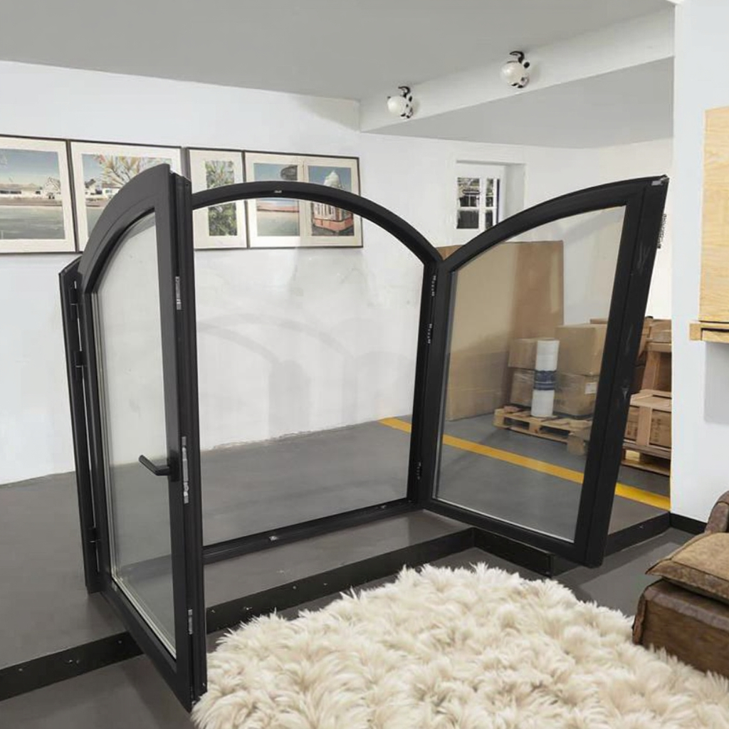 Modern Half Casement Window Swing Open Style Aluminum Alloy Frame Stainless Steel Screen for Villas NFRC/NOA Good Waterproof
