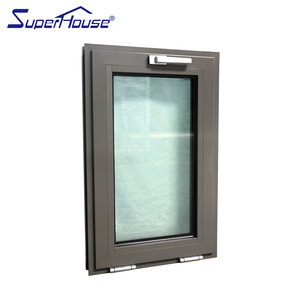 Superhoue NFRC Certification High Quality Heavy Duty Double Tempered Glass Black Aluminum Tilt and Turn Window