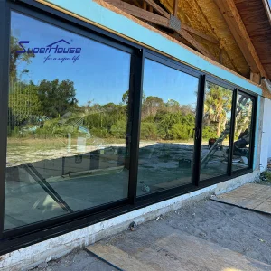 Superhouse High Quality Hurricane Impact Sliding Door With Large Glass Panels Windproof 10 Years Warranty  Backyard Entry Door