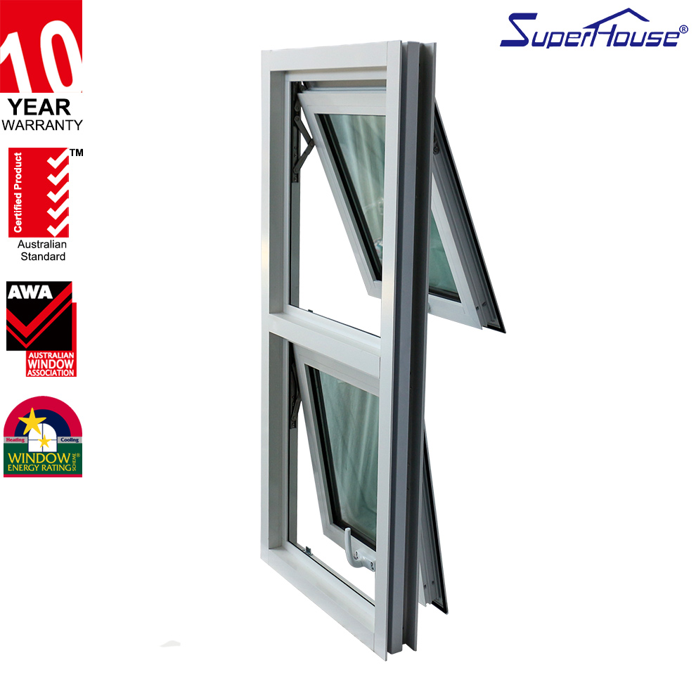 Superhouse Soundproof Waterproof Tempered Glass Window White Frame with Mosquito Net Glass Aluminum Awning Window