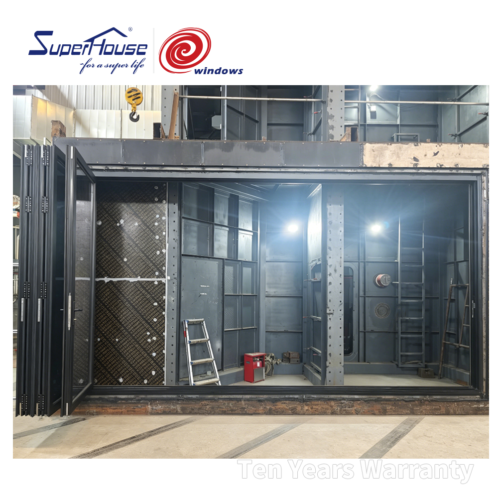 Superhosue Bulletproof Double Glazing Exterior Accordion Doors with Locks
