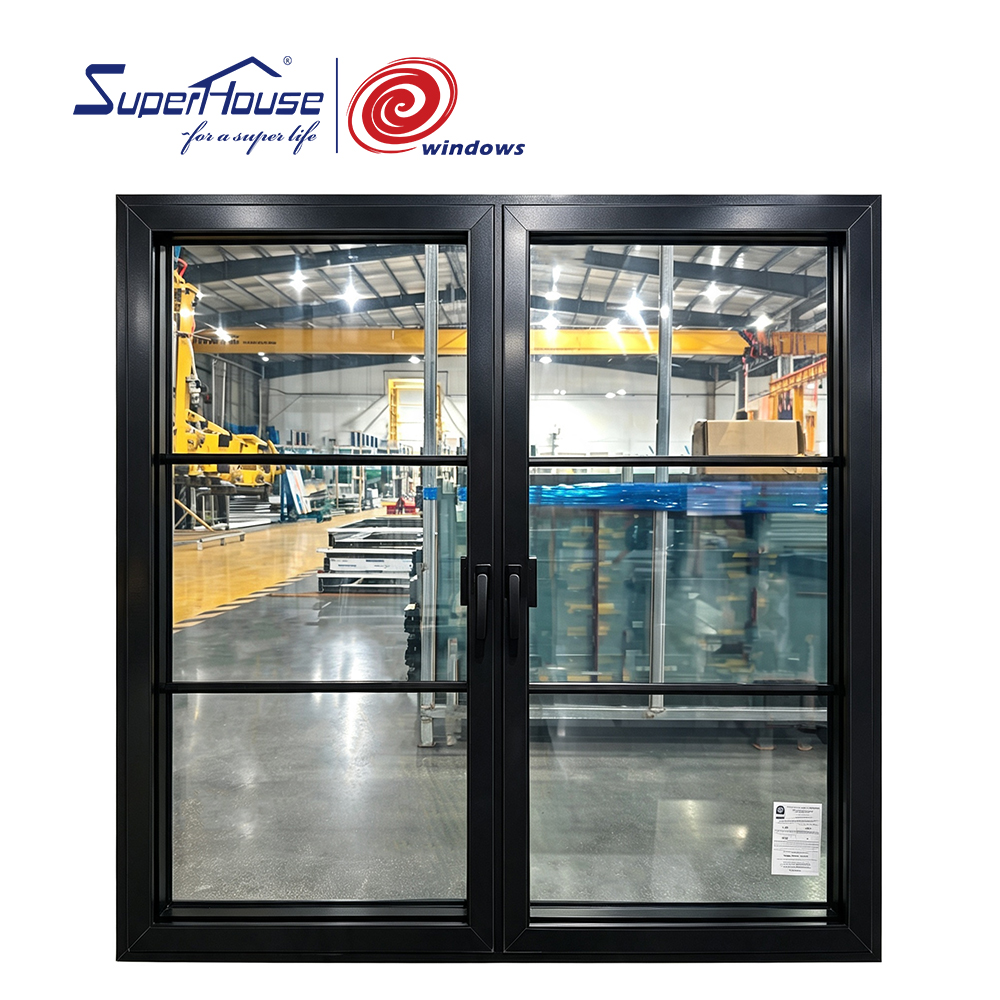 NFRC TITL 24 Thermal Break American Window Slim Casement Window Combination Double Casement Window With Grills  and Screen