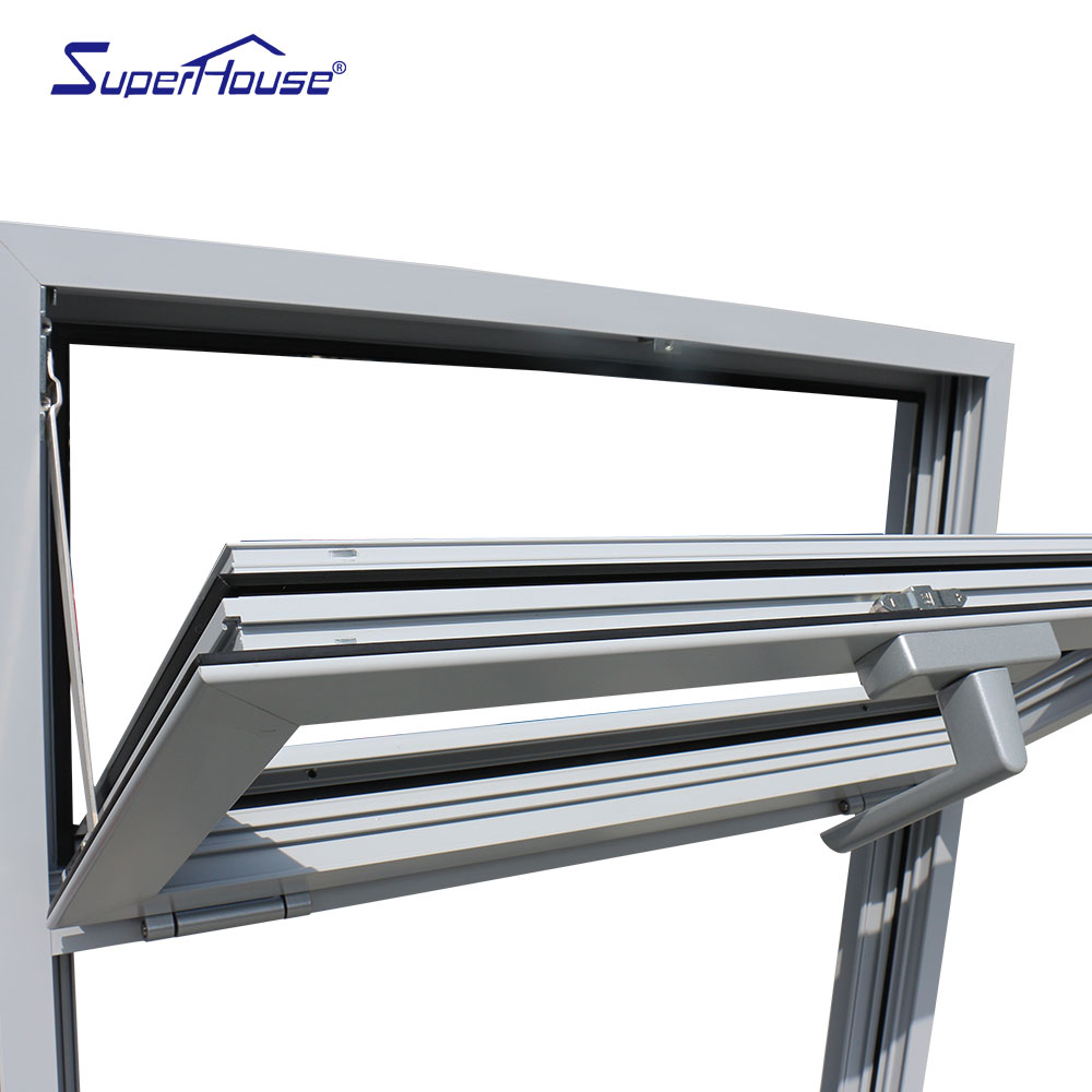 Superhouse Australian Standard Double Glazed Awning Window AS2047 With Fixed Panel Chain Winder Aluminum Window