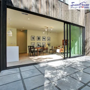 NFRC Superhosue Modern Design Slim Frame Aluminum Alloy Sliding Glass Doors Two Tracks Narrow Balcony Sliding Door