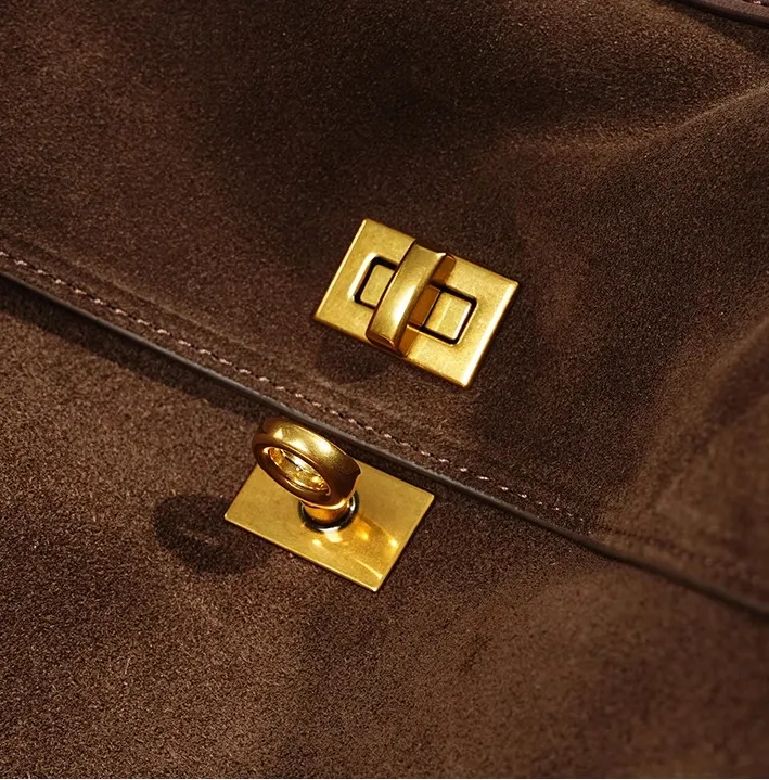 Bolsa Tote de Camurça Feminina, Bolsa Hobo para Senhora, Bolsa de Ombro