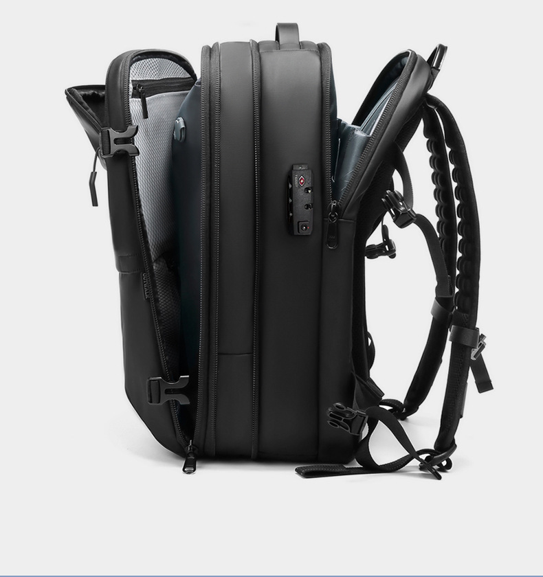 Mochila de Viagem com Compressão a Vácuo 60L Solução Expansível de Uma Só Bolsa para Nômades Digitais 900d Oxford e Aprovada pela TSA
