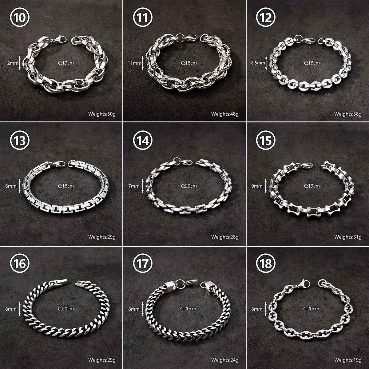 Acessório de Estilo de Rua Masculino Pulseira de Corrente Figaro em Aço Inoxidável com Charme Multicamadas Corrente Cubana Grossa Atacado de Fábrica