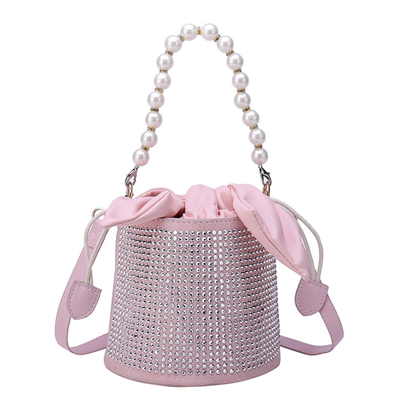Bolsa Balde com Cabo de Pérola e Strass para Mulheres - Estilosa e Versátil, a Escolha Perfeita para Mulheres Modernas. Bolsas, Bolsas de Moda, Bolsa de Maquiagem, Bolsa Feminina, Bolsa Tote