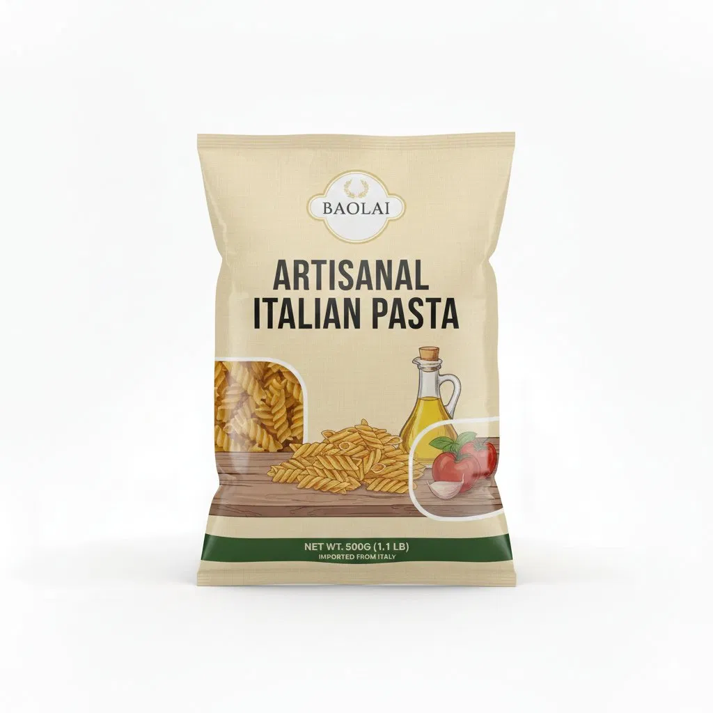 Saco de Selagem Lateral Transparente Personalizado para Embalagem de Espaguete e Biscoitos 500g de Plástico