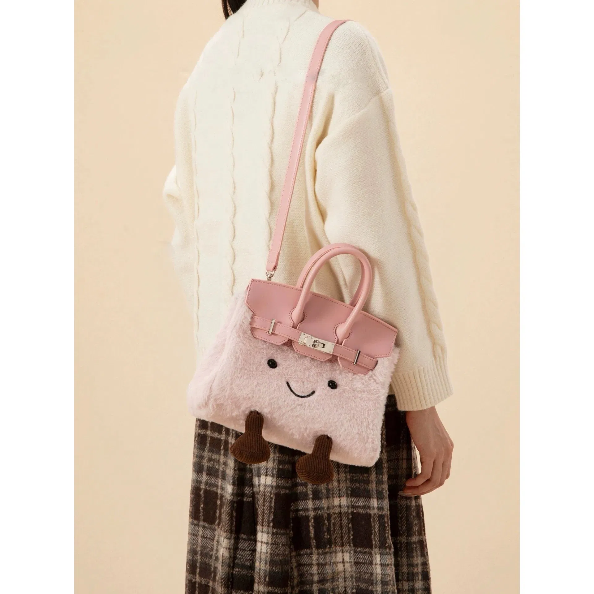 Bolsa de Ombro de Pelúcia Estilo Jellycat, Boneca Fofa de Pelúcia, Bolsa de Tecido Macio e Fashion