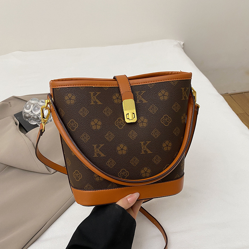 Bolsa de Designer Feminina 2026 Novo Estilo: Bolsa Bucket de Luxo Simples com Impressão de Letra Clássica, Bolsa de Ombro, Bolsa de Mão, Bolsa Crossbody