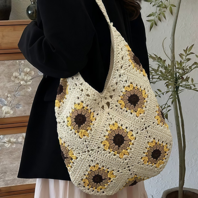 Bolsa de Praia Estilosa Grande Capacidade Bolsa de Palha para Passeios Elegantes