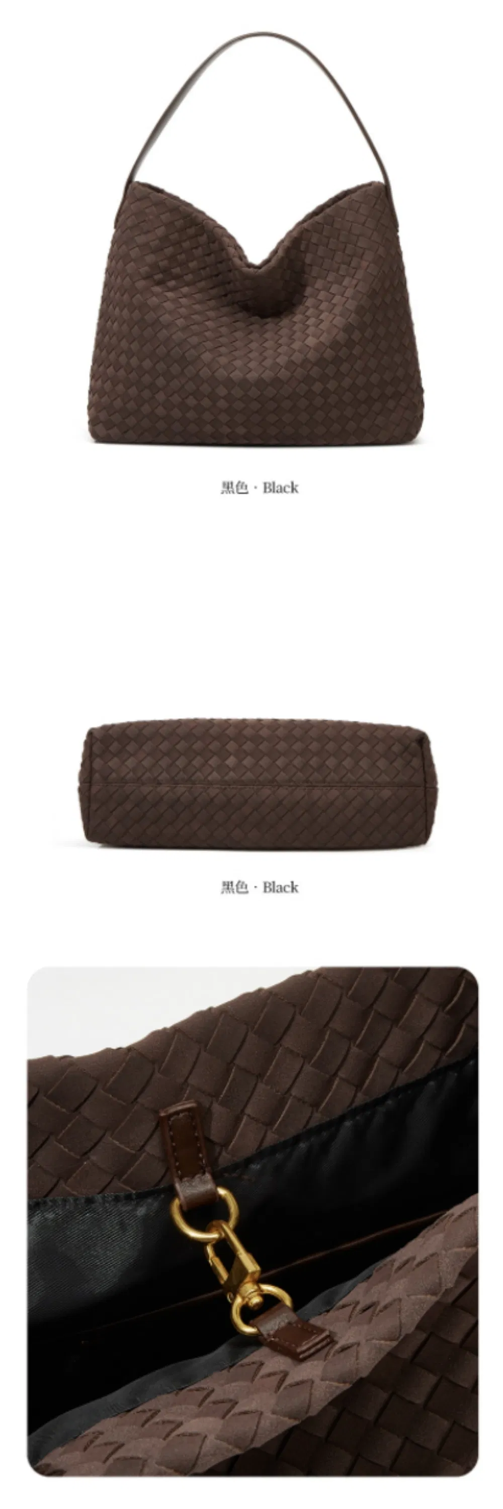Bolsa Hobo de Couro PU Trançado à Mão