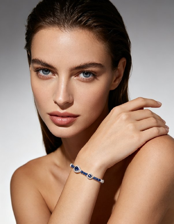 Joia de Pulseira de Prata com Diamante Cultivado em Laboratório