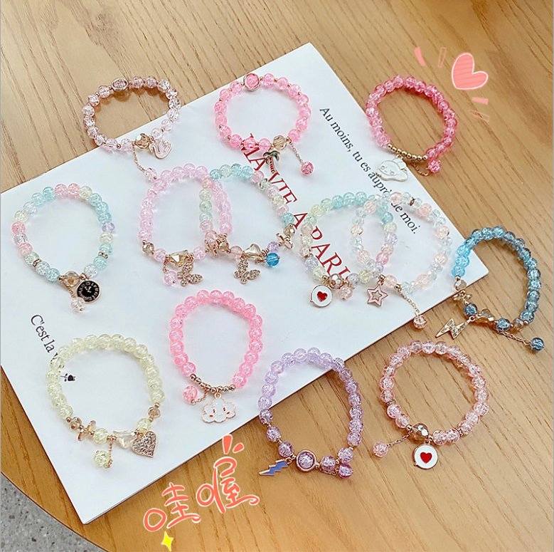 Promoção de Venda Quente Presente Joias de Imitação Acessórios de Moda Pulseira Infantil Princesa de Vidro Contas Pulseira Bonita para Meninas Bebê