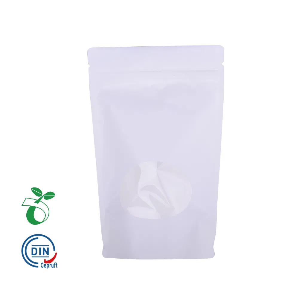 Saco de papel kraft biodegradável com fecho zip, reciclável, para embalagem de alimentos