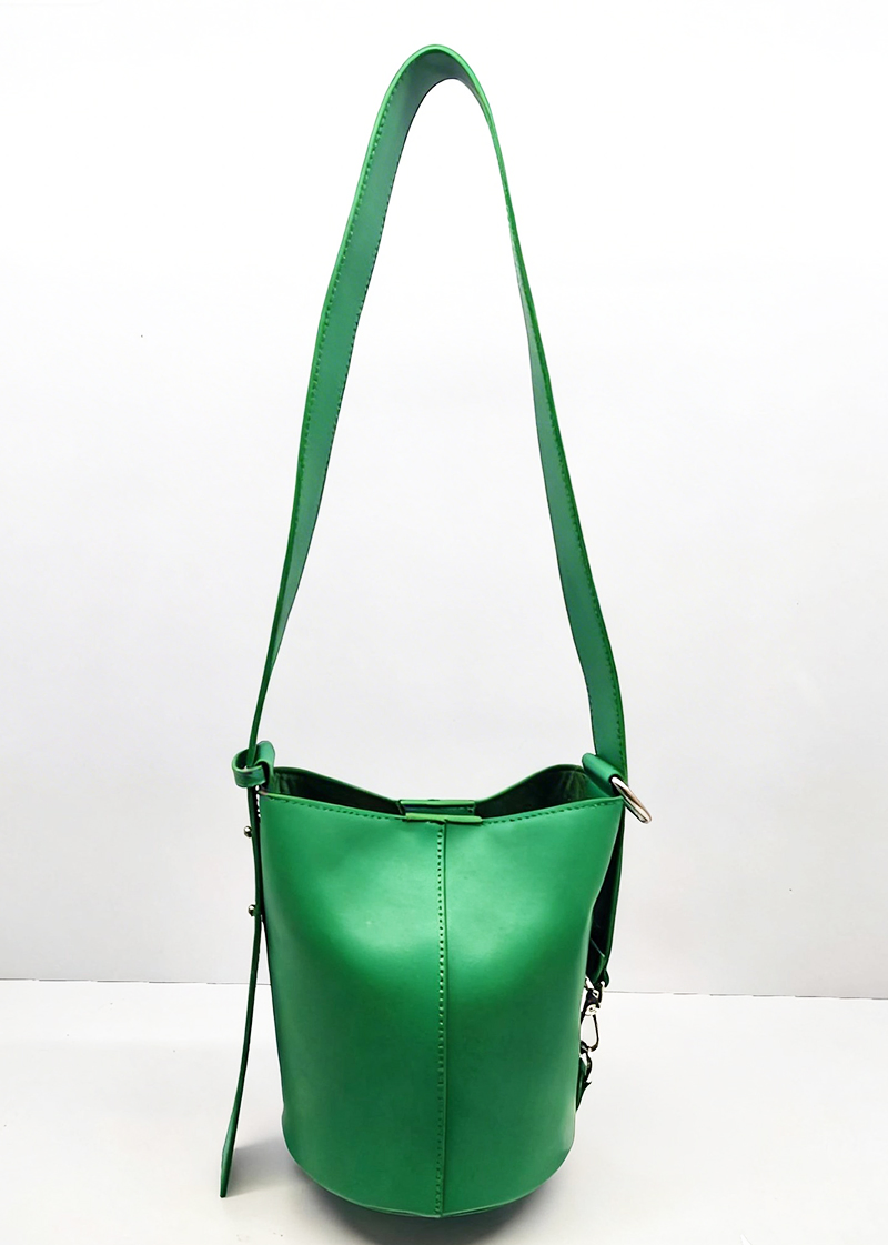 2026 Bolsa Redonda Verde de PU para Mulheres, Bolsa Casual de Ombro