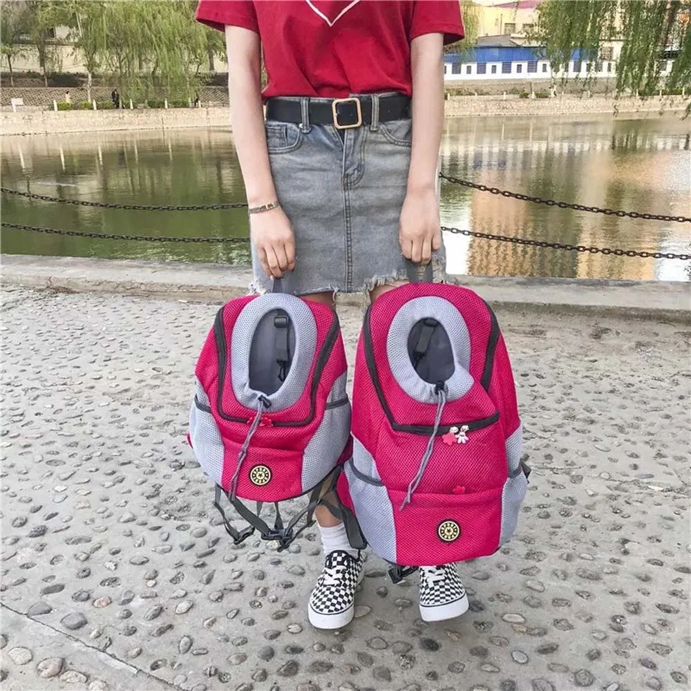 Mochila Frontal para Cães, Transportadora Ajustável para Gatos Ventilada para Caminhadas, Acampamentos e Viagens, Bolsa para Transporte de Filhotes Pequenos e Médios e Gatos Grandes