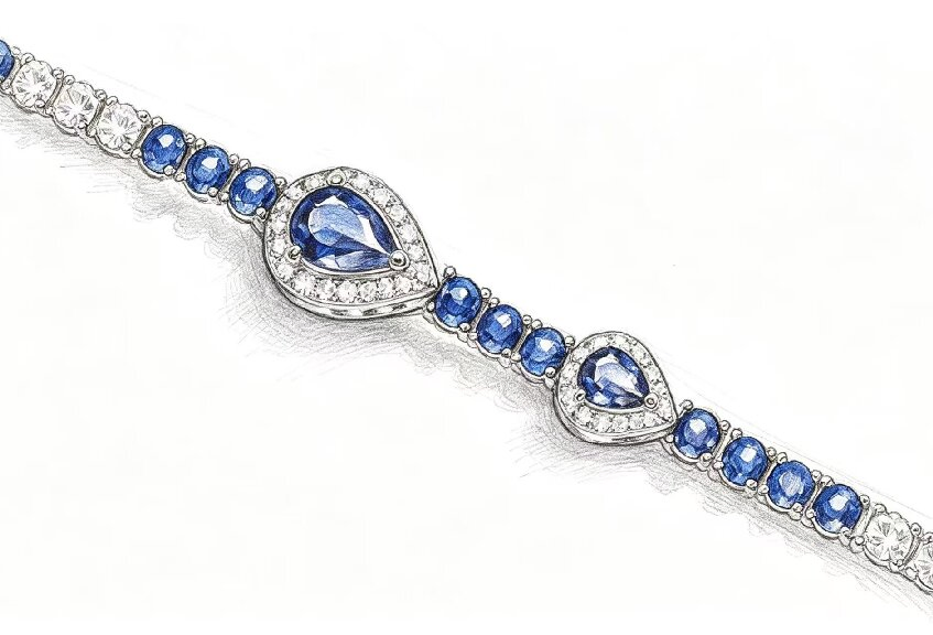 Joia de Pulseira de Prata com Diamante Cultivado em Laboratório
