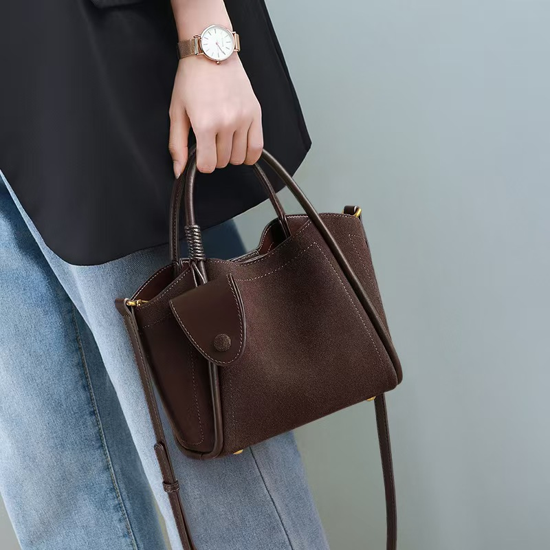 Cesta de Legumes de Mão para Mulheres 2026 Nova Bolsa Transversal para Mulheres, Bolsa de Couro em Forma de Balde, Bolsa de Ombro Fashionável