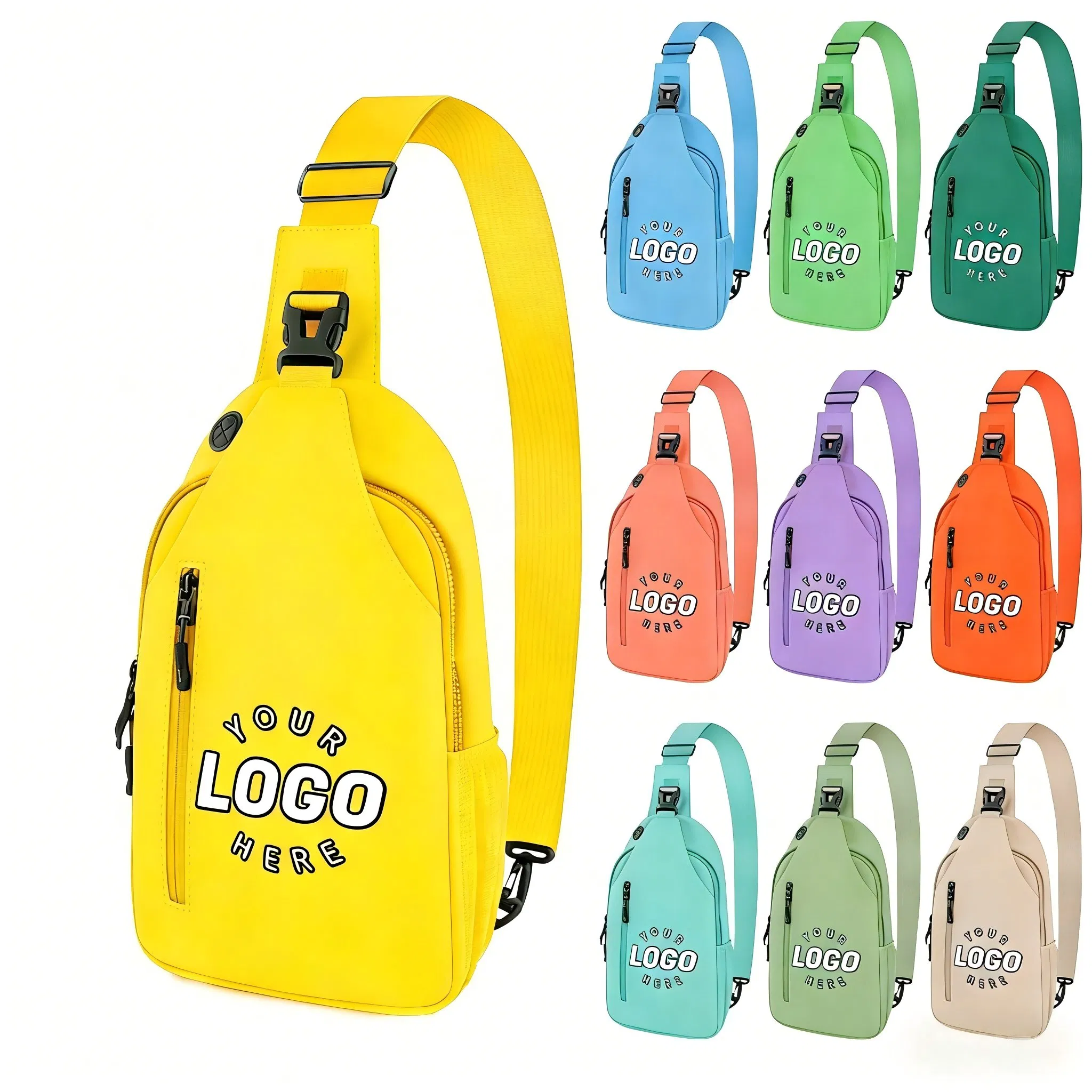 Mochila leve de atacado com peito ajustável, bolsa crossbody com logotipo personalizado para viagem