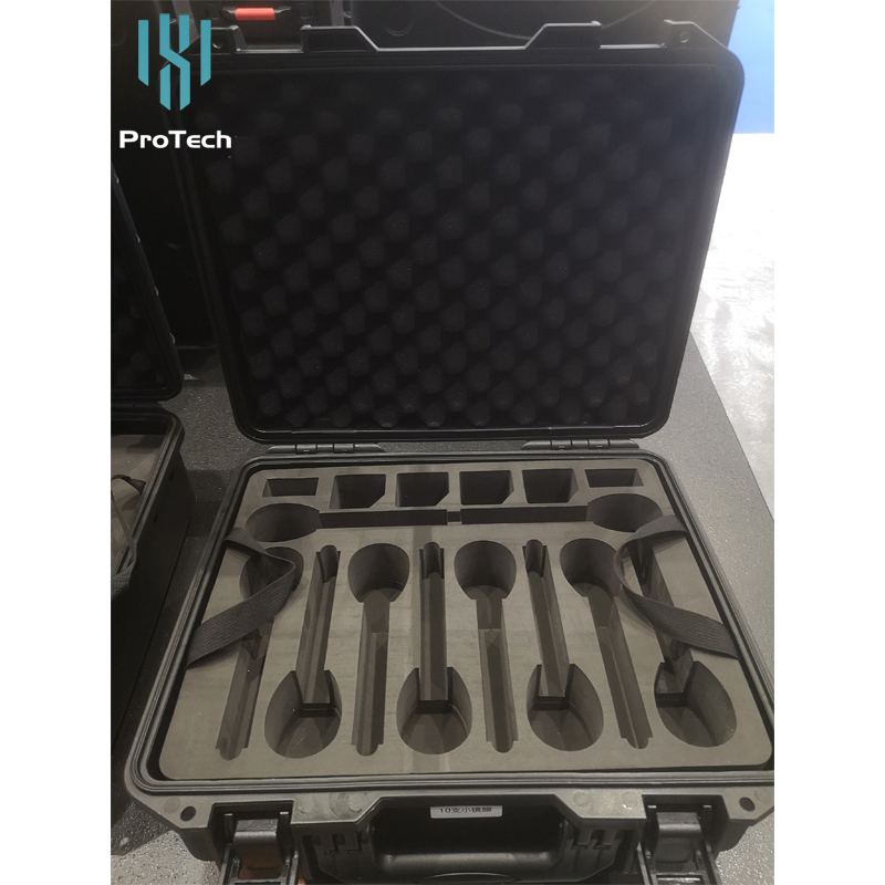 Estojo de viagem à prova de choque e à prova d'água em plástico rígido para transporte de microfone sem fio com espuma