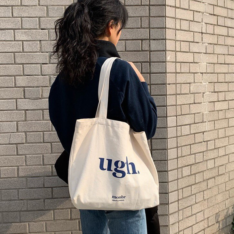 Bolsa de Lona Personalizada com Zíper Letra Z para Ombro Único, Grande Bolsa de Algodão para Compras, Tote de Lona com Logotipo