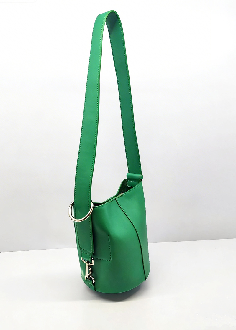 2026 Bolsa Redonda Verde de PU para Mulheres, Bolsa Casual de Ombro