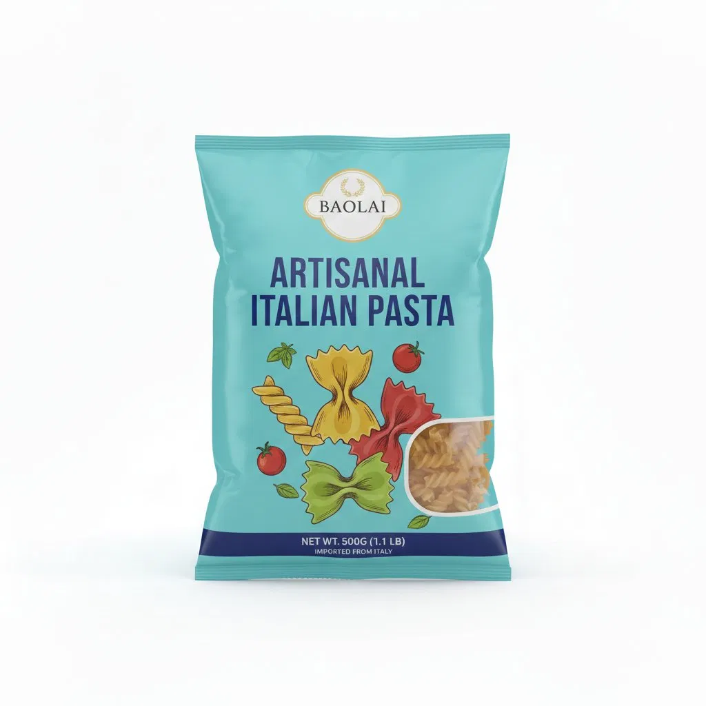 Saco de Selagem Lateral Transparente Personalizado para Embalagem de Espaguete e Biscoitos 500g de Plástico