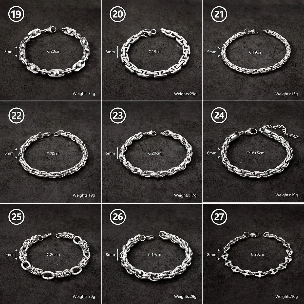 Acessório de Estilo de Rua Masculino Pulseira de Corrente Figaro em Aço Inoxidável com Charme Multicamadas Corrente Cubana Grossa Atacado de Fábrica